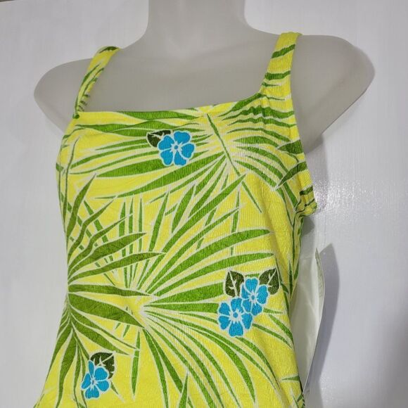 South point a division of jantzen Palm tree yellow one piece bathing suit NWT - Picture 4 of 10